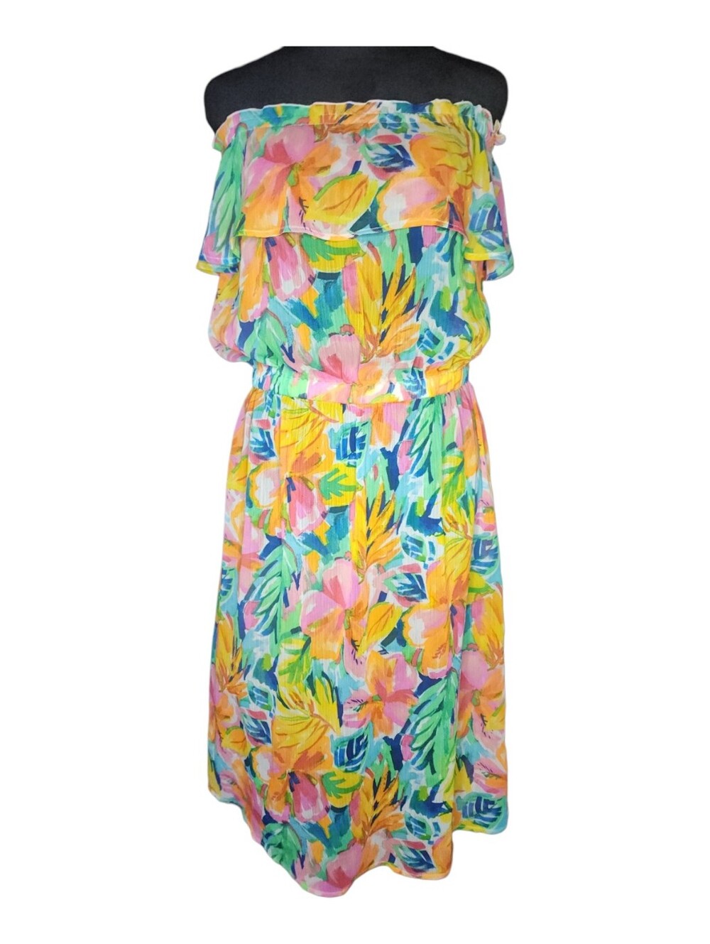 Into The Bleu Bloom in Love Crinkle Chiffon Swim Cover Up, Womens Large - Picture 2 of 6